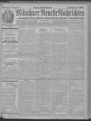 Münchner neueste Nachrichten Montag 16. Mai 1910