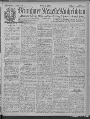 Münchner neueste Nachrichten Mittwoch 25. Mai 1910