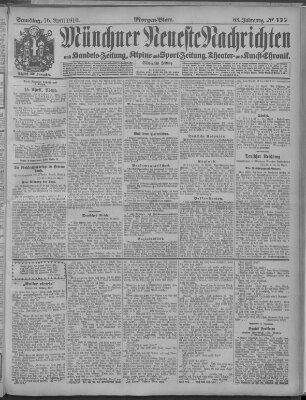 Münchner neueste Nachrichten Samstag 16. April 1910