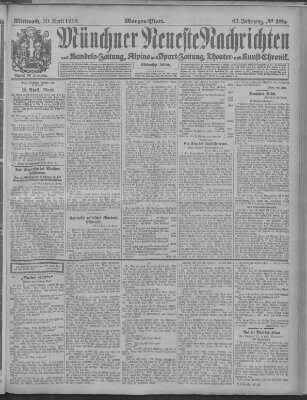 Münchner neueste Nachrichten Mittwoch 20. April 1910