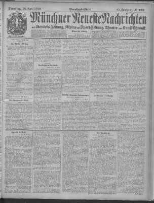 Münchner neueste Nachrichten Dienstag 26. April 1910