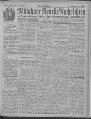 Münchner neueste Nachrichten Donnerstag 28. April 1910