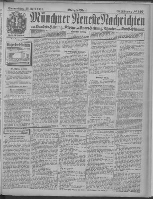 Münchner neueste Nachrichten Donnerstag 28. April 1910