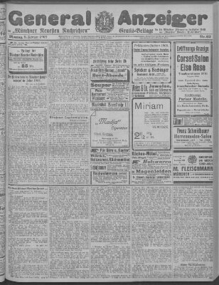 Münchner neueste Nachrichten Montag 8. Februar 1909