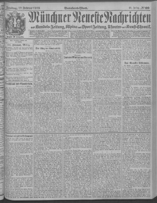 Münchner neueste Nachrichten Freitag 12. Februar 1909