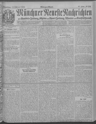 Münchner neueste Nachrichten Samstag 13. Februar 1909