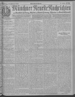 Münchner neueste Nachrichten Dienstag 16. Februar 1909