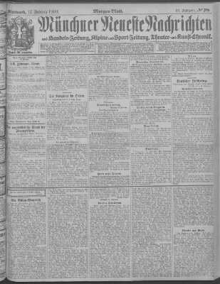 Münchner neueste Nachrichten Mittwoch 17. Februar 1909