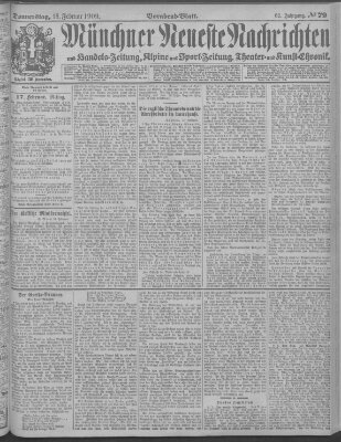 Münchner neueste Nachrichten Donnerstag 18. Februar 1909