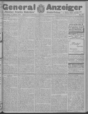 Münchner neueste Nachrichten Donnerstag 18. Februar 1909