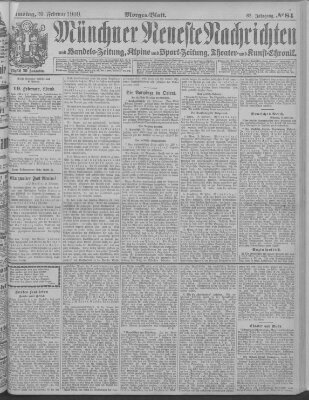 Münchner neueste Nachrichten Samstag 20. Februar 1909