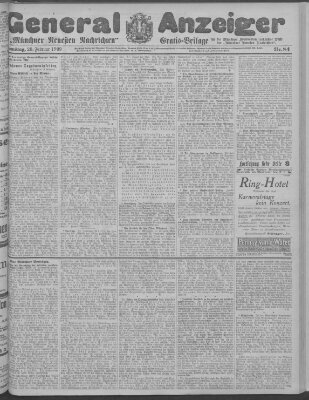 Münchner neueste Nachrichten Samstag 20. Februar 1909