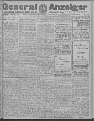 Münchner neueste Nachrichten Montag 22. Februar 1909