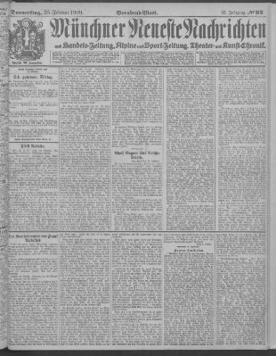 Münchner neueste Nachrichten Donnerstag 25. Februar 1909