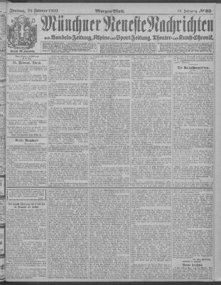 Münchner neueste Nachrichten Freitag 26. Februar 1909