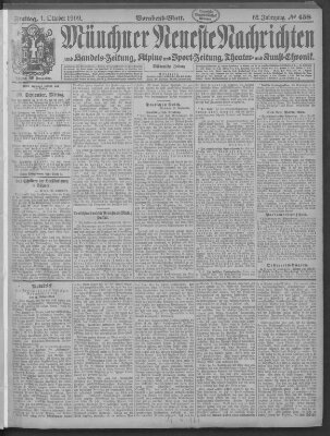 Münchner neueste Nachrichten Freitag 1. Oktober 1909