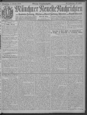 Münchner neueste Nachrichten Sonntag 3. Oktober 1909