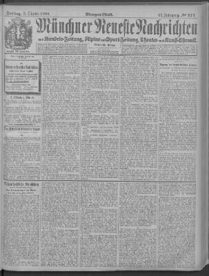 Münchner neueste Nachrichten Freitag 8. Oktober 1909