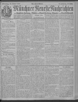 Münchner neueste Nachrichten Dienstag 26. Oktober 1909