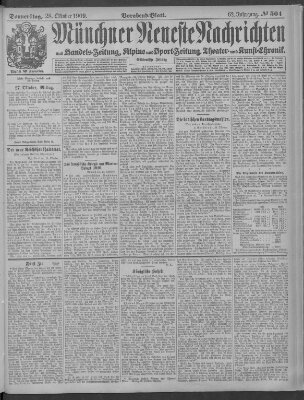 Münchner neueste Nachrichten Donnerstag 28. Oktober 1909