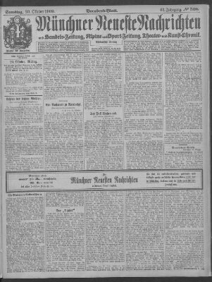 Münchner neueste Nachrichten Samstag 30. Oktober 1909