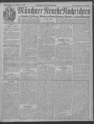 Münchner neueste Nachrichten Sonntag 31. Oktober 1909