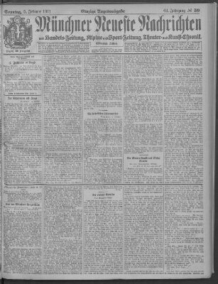 Münchner neueste Nachrichten Sonntag 5. Februar 1911