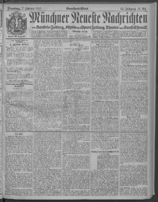 Münchner neueste Nachrichten Dienstag 7. Februar 1911