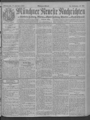 Münchner neueste Nachrichten Mittwoch 15. Februar 1911