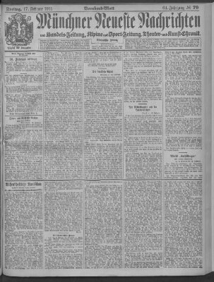 Münchner neueste Nachrichten Freitag 17. Februar 1911