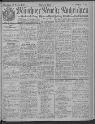 Münchner neueste Nachrichten Samstag 18. Februar 1911