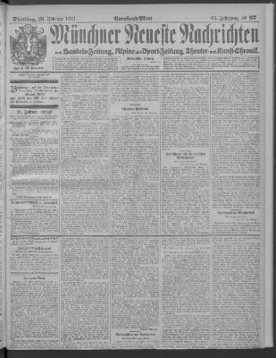 Münchner neueste Nachrichten Dienstag 28. Februar 1911