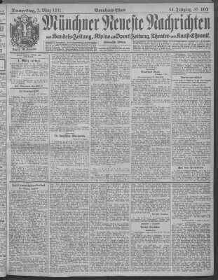 Münchner neueste Nachrichten Donnerstag 2. März 1911