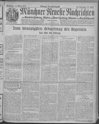 Münchner neueste Nachrichten Montag 13. März 1911