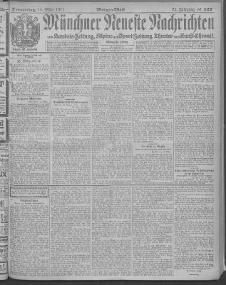 Münchner neueste Nachrichten Donnerstag 16. März 1911