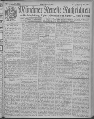 Münchner neueste Nachrichten Dienstag 21. März 1911