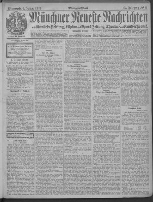 Münchner neueste Nachrichten Mittwoch 4. Januar 1911