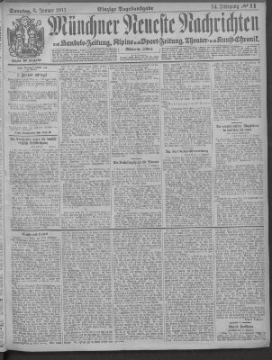 Münchner neueste Nachrichten Sonntag 8. Januar 1911