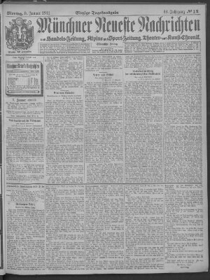 Münchner neueste Nachrichten Montag 9. Januar 1911