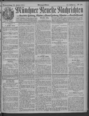 Münchner neueste Nachrichten Donnerstag 12. Januar 1911