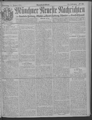 Münchner neueste Nachrichten Samstag 14. Januar 1911