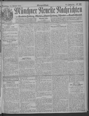 Münchner neueste Nachrichten Samstag 14. Januar 1911