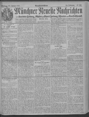 Münchner neueste Nachrichten Freitag 20. Januar 1911