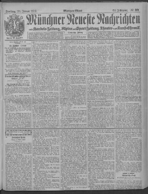 Münchner neueste Nachrichten Freitag 20. Januar 1911