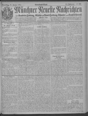 Münchner neueste Nachrichten Samstag 21. Januar 1911