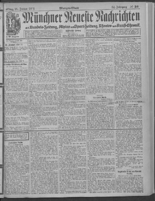 Münchner neueste Nachrichten Samstag 21. Januar 1911