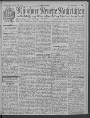 Münchner neueste Nachrichten Samstag 28. Januar 1911