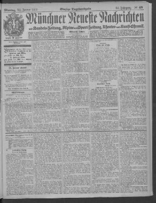 Münchner neueste Nachrichten Montag 30. Januar 1911