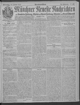 Münchner neueste Nachrichten Dienstag 31. Januar 1911