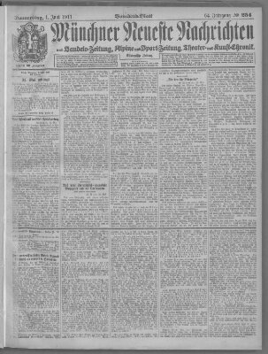 Münchner neueste Nachrichten Donnerstag 1. Juni 1911